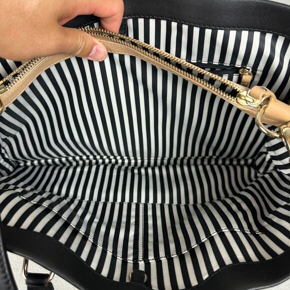 Kate Spade Hudson Street Kellan Shoulder Satchel Bag Leather Tan Black Large - Picture 8 of 10